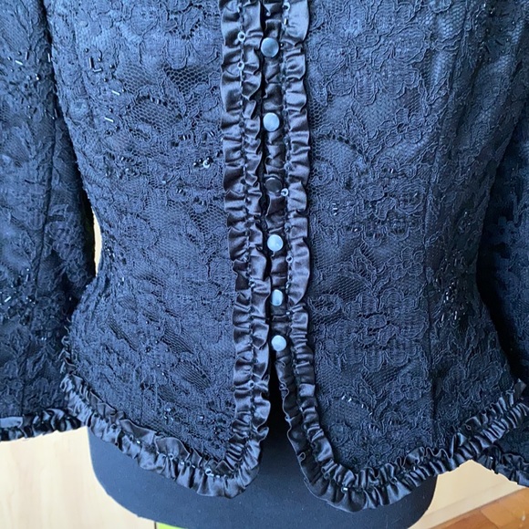 Sandra Darren Satin Lace Evening Jacket - Picture 4 of 15